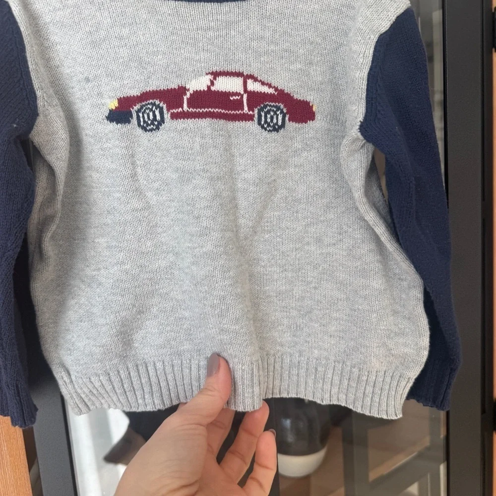 Janie & Jack race car sweater knit navy toddler baby boy intarsia fast classic